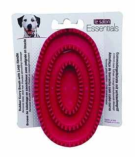 ����� ����  ���� ������ ���� ���� ����� ��� Le Salon Essentials Dog Rubber Curry Brush with Loop Handle - Red