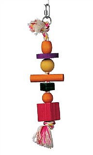 ���� ����� Living World Junglewood Bird Toy - Rope with 3 beads, 2 blocks, 1 cylinder & 1 peg with Hanging Clip