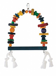 ����� ����� ���� Living World Junglewood Bird Toy - Large Wood and Rope Swing